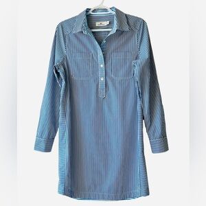 Vineyard Vines Blue White Stripe Poplin Long Sleeve Tunic Shirt Size 4 Cotton